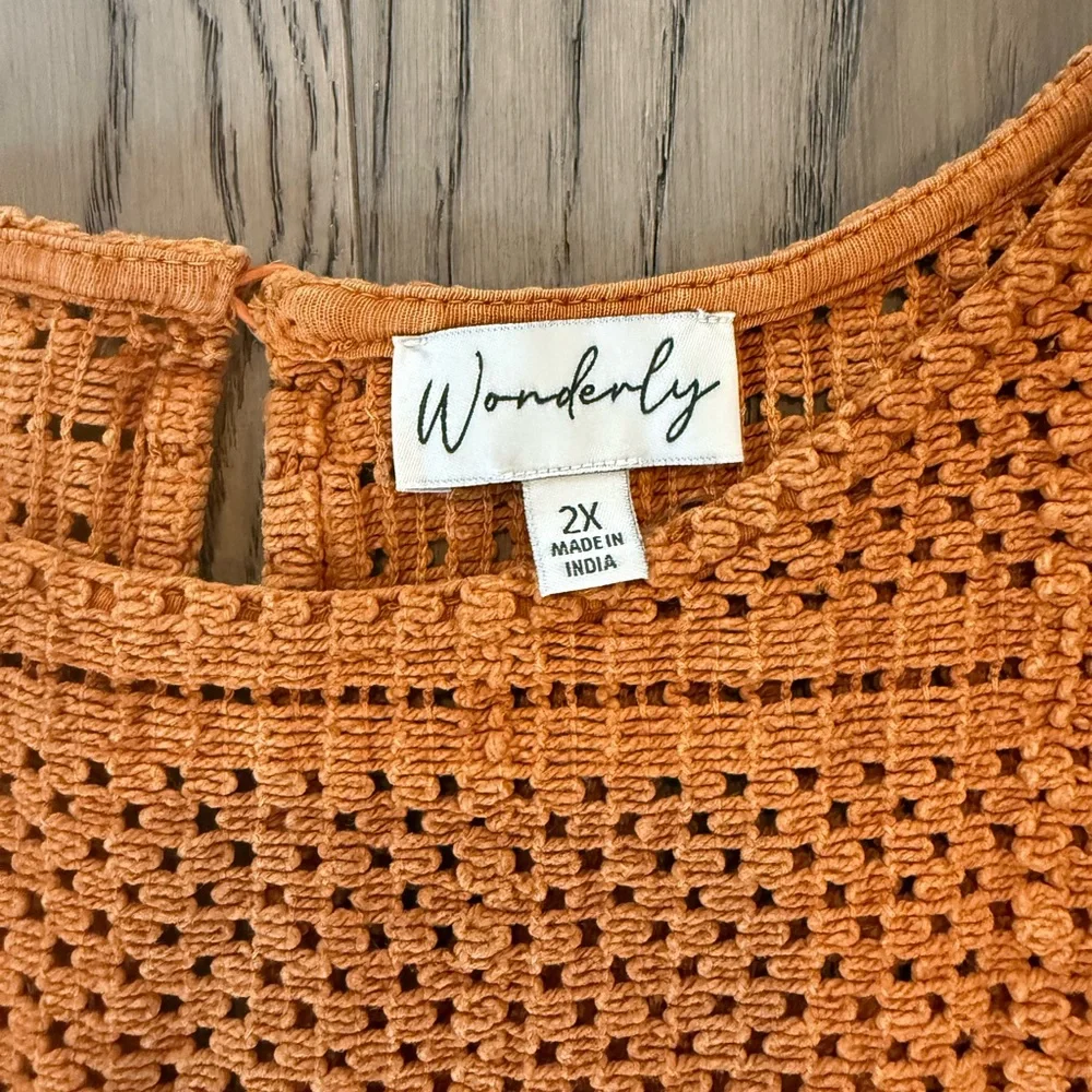 Orange Sleeveless Top with Crochet Detail - Picture 4 of 5